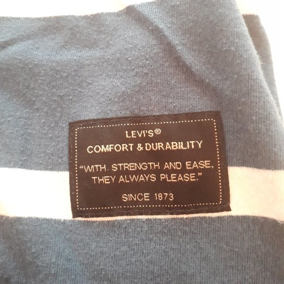 Levi’s Skateboarding Stripe T Shirt Navy Blue White Medium - Picture 4 of 5